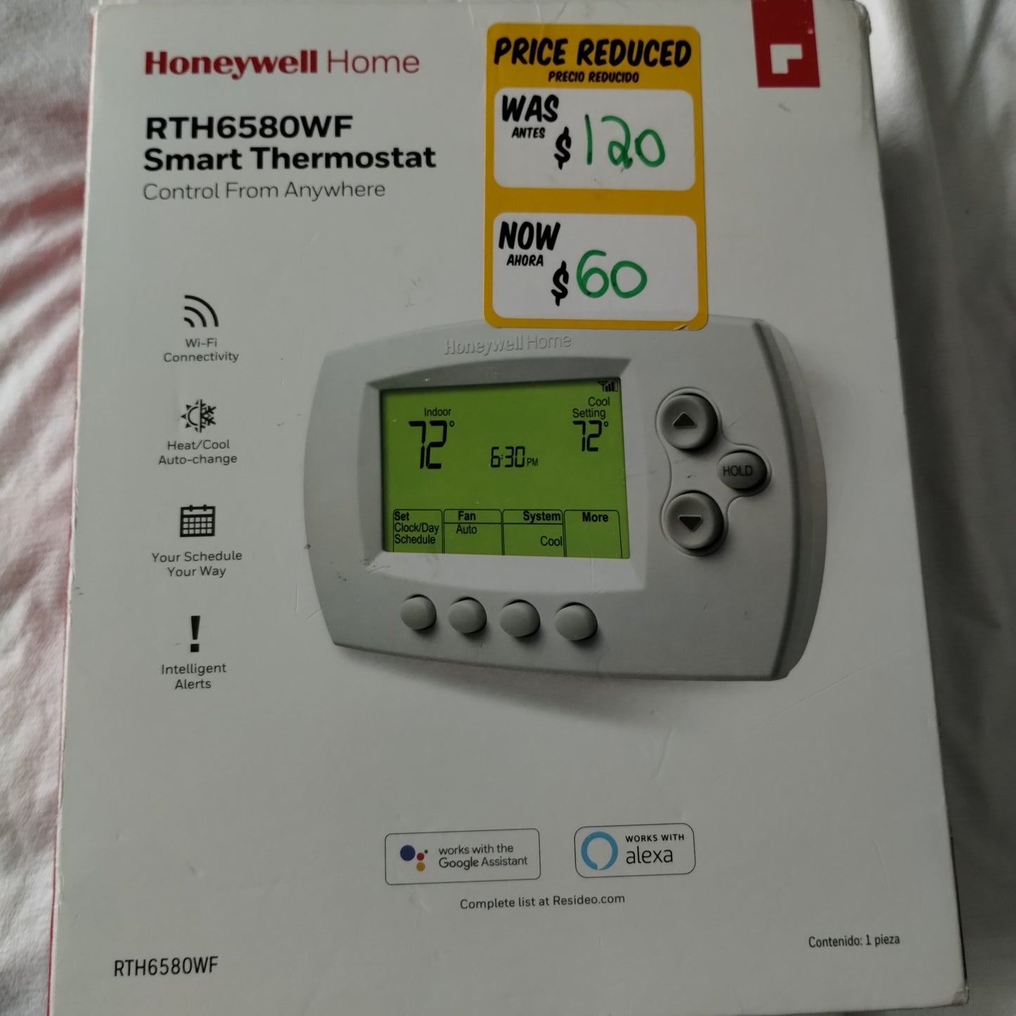 Honeywell Home Wi-Fi 7-Day Programmable Thermostat (RTH6580WF), Requires C Wire, Works with Alexa
