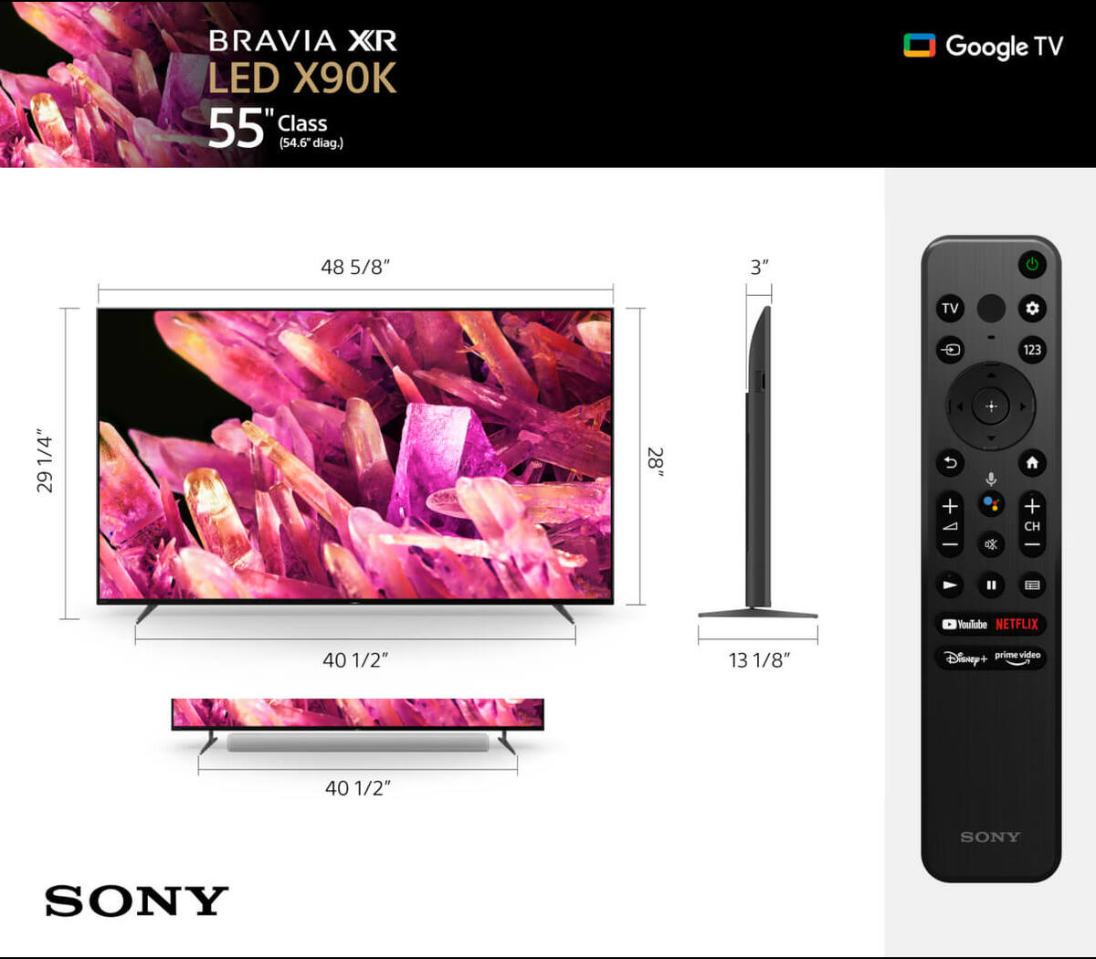 BRAVIA XR 55” Class X90K 4K HDR Full Array LED TV with Google TV (2022)