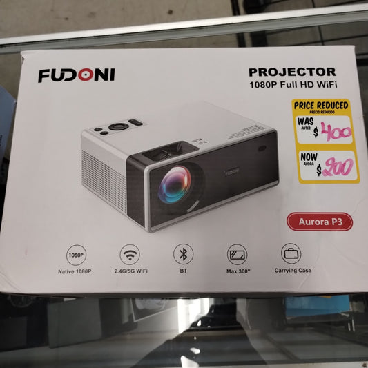 Projector with WiFi and Bluetooth, 5G WiFi 12000L 4K Support FHD 1080P Portable Outdoor Projector, 5.1 Bluetooth Movie Video Projector, FUDONI Home Theater Projector with 400 ASIN Max 300” Display (IN STORE ONLY)