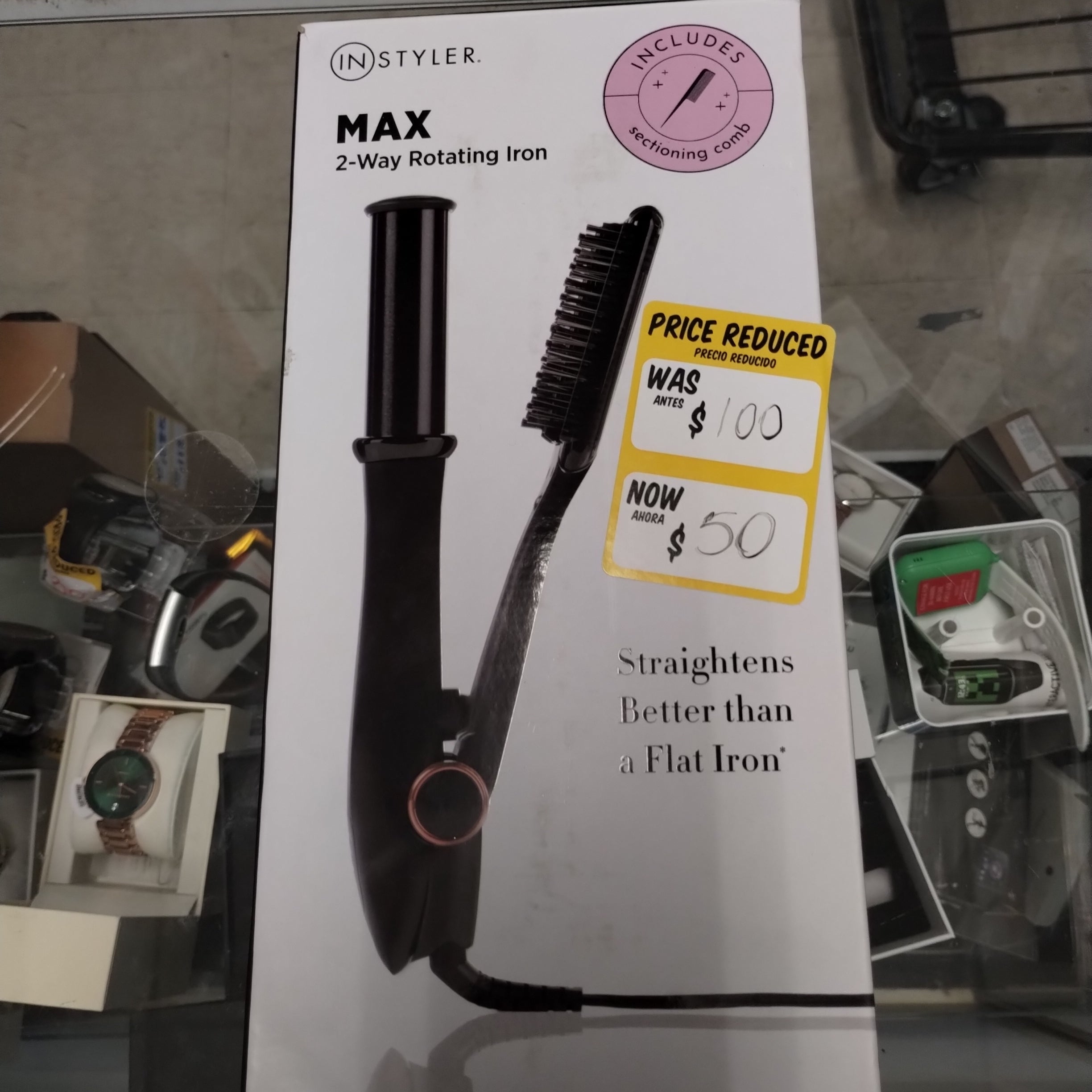 Styler Max 1.25 Black 2 Way Rotating Iron with Sectioning Comb Heat Hidden Buy