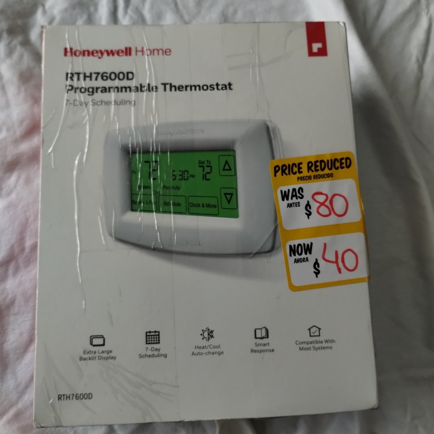 Honeywell Home RTH7600D 7-Day Programmable Touchscreen Thermostat