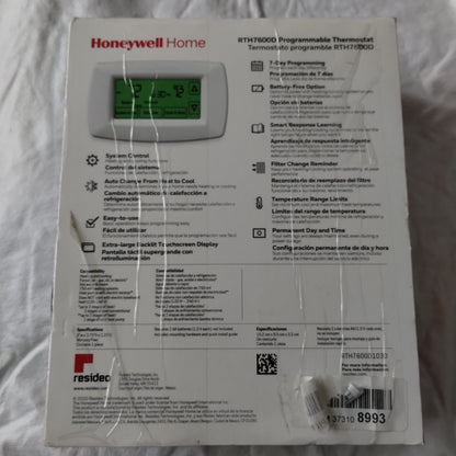 Honeywell Home RTH7600D 7-Day Programmable Touchscreen Thermostat